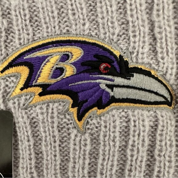 New Era NFL Ravens Removeable Pom Fully Lined Knit Beanie Football Athleisure - Picture 3 of 8
